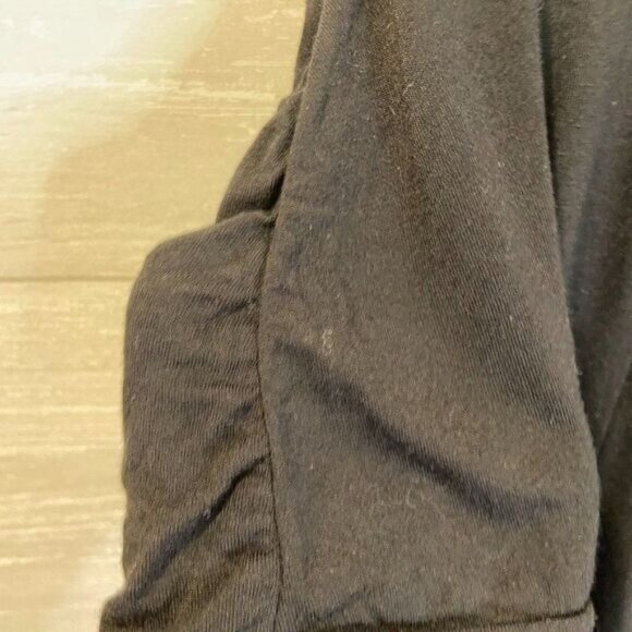 Ambiance Apparel Women's Puffed Short Sleeve Open Front Asymmetrical Cardigan - Picture 6 of 6